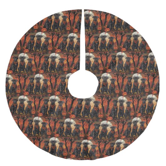 Cane Corso Halloween Spooky Polyester Weihnachtsbaumdecke (Vorderseite)
