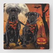 Cane Corso Halloween Spooky Quadratische Wanduhr (Vorderseite)