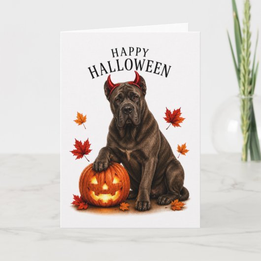 Cane Corso Halloween Teufelshund Karte (Vorderseite)