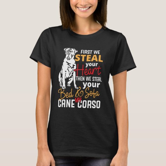 Cane Corso Heart Bed Sofa Slogan T-Shirt (Vorderseite)