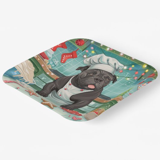 Cane Corso Holiday Baking: Feierliche Weihnachten Pappteller (Gewinkelt)