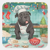 Cane Corso Holiday Baking: Feierliche Weihnachten Quadratischer Aufkleber (Vorderseite)