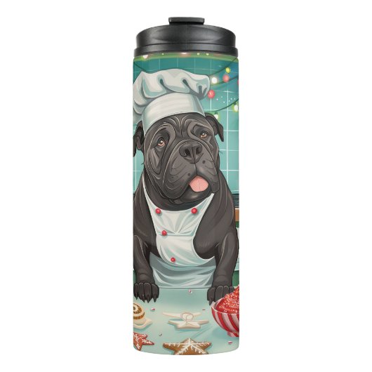 Cane Corso Holiday Baking: Feierliche Weihnachten Thermosbecher (Vorderseite)