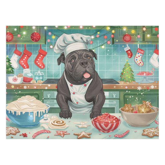 Cane Corso Holiday Baking: Feierliche Weihnachten Tischdecke (Vorderseite (Horizontal))