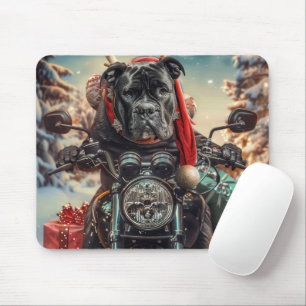 Cane Corso Hund fährt Motorrad Weihnachten Mousepad