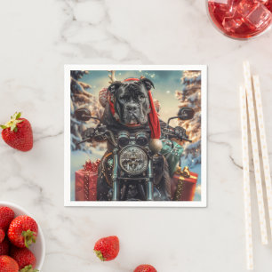 Cane Corso Hund fährt Motorrad Weihnachten Serviette