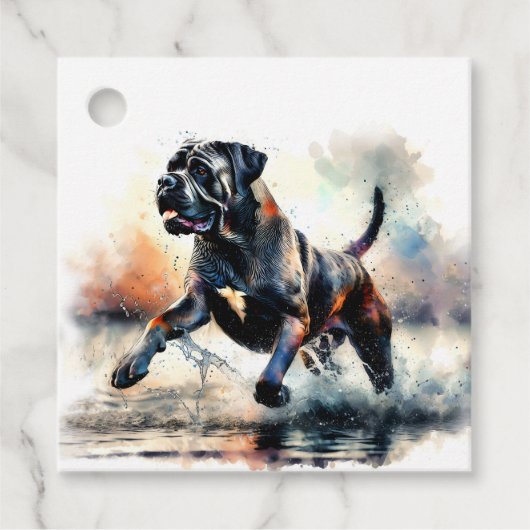 Cane Corso Hund mit Wasserfarbe Geschenkanhänger (Vorderseite)