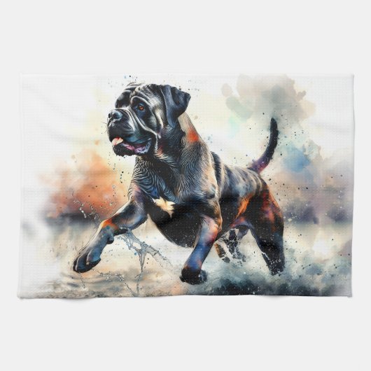 Cane Corso Hund mit Wasserfarbe Geschirrtuch (Horizontal)