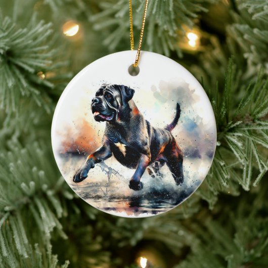 Cane Corso Hund mit Wasserfarbe Keramik Ornament (Baum)