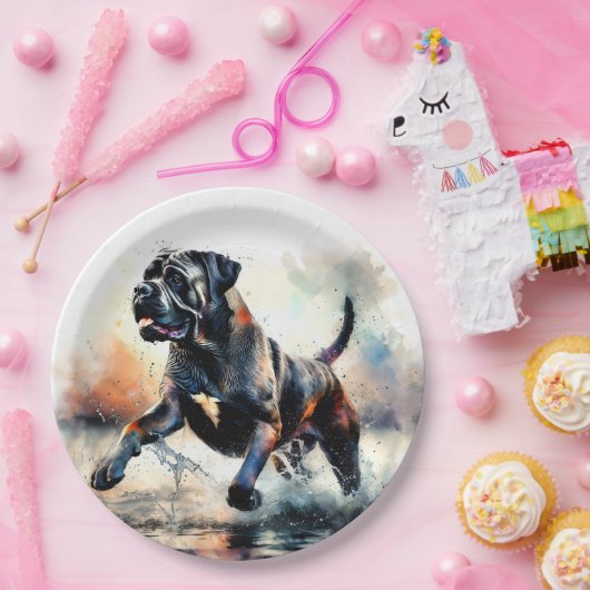 Cane Corso Hund mit Wasserfarbe Pappteller (Party)