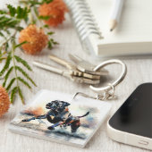 Cane Corso Hund mit Wasserfarbe Schlüsselanhänger (Vorderseite rechts)