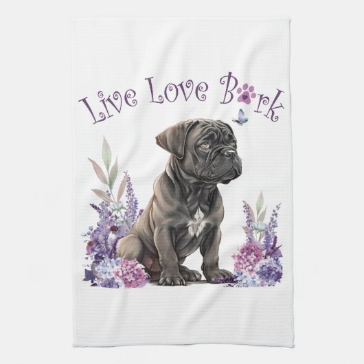 Cane Corso Hundemutter Floral Geschirrtuch (Vertikal)