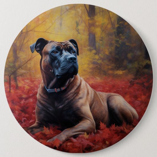 Cane Corso im Herbst Leaves Fall Inspiriert Button (Vorderseite)