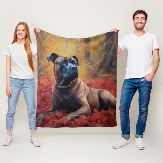 Cane Corso im Herbst Leaves Fall Inspiriert Fleecedecke (Beispiel)