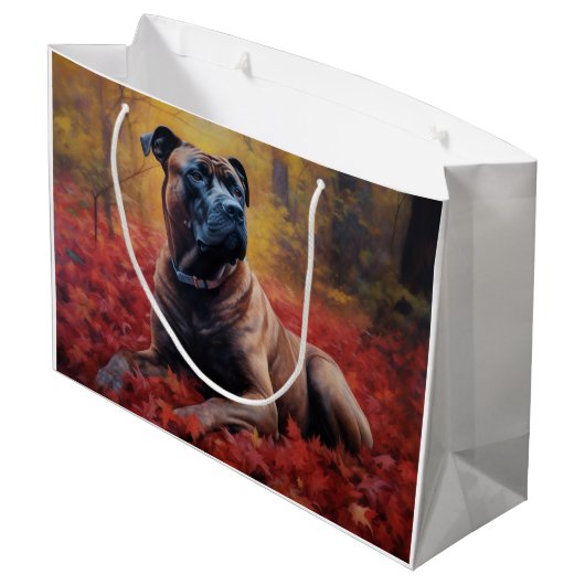 Cane Corso im Herbst Leaves Fall Inspiriert Große Geschenktüte (Rückseite Schrägansicht)
