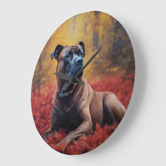 Cane Corso im Herbst Leaves Fall Inspiriert Große Wanduhr (Winkel)