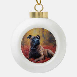 Cane Corso im Herbst Leaves Fall Inspiriert Keramik Kugel-Ornament