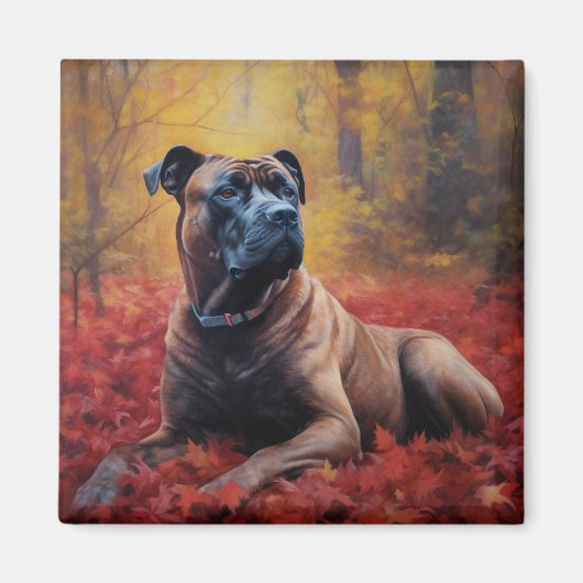 Cane Corso im Herbst Leaves Fall Inspiriert Magnet (Vorne)