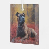 Cane Corso im Herbst Leaves Fall Inspiriert Ornament Aus Glas (Vorderseite links)