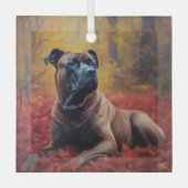 Cane Corso im Herbst Leaves Fall Inspiriert Ornament Aus Glas (Vorderseite)