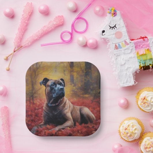Cane Corso im Herbst Leaves Fall Inspiriert Pappteller (Party)