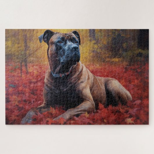 Cane Corso im Herbst Leaves Fall Inspiriert Puzzle (Horizontal)