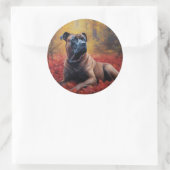 Cane Corso im Herbst Leaves Fall Inspiriert Runder Aufkleber (Tasche)
