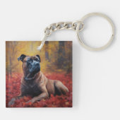 Cane Corso im Herbst Leaves Fall Inspiriert Schlüsselanhänger (Rückseite)