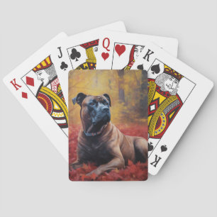 Cane Corso im Herbst Leaves Fall Inspiriert Spielkarten