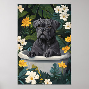 Cane Corso in der Badewanne Poster, Lustiger Hunde Poster