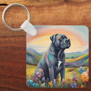 Cane Corso Individuelle Name Rainbow Dog Memorial Schlüsselanhänger