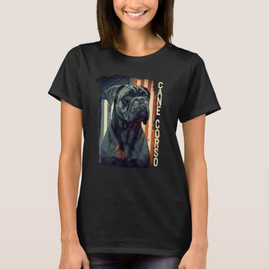 Cane Corso Italian Mastiff Dog Patriotic USA Ameri T-Shirt (Vorderseite)