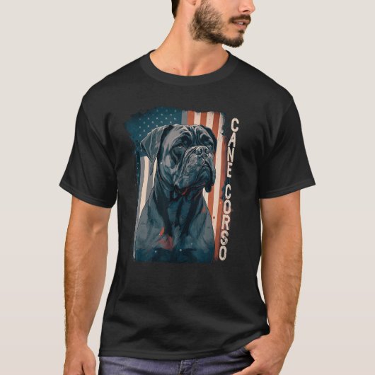 Cane Corso Italian Mastiff Dog Patriotic USA Ameri T-Shirt (Vorderseite)