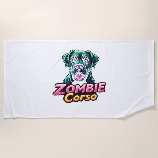 Cane Corso Italian Mastiff Zombie Dog Halloween Es Strandtuch (Vorderseite)