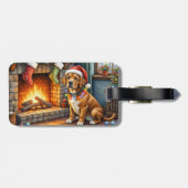 Cane Corso Kamin mit Weihnachtslichtern Gepäckanhänger (Rückseite horizontal)