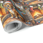 Cane Corso Kamin mit Weihnachtslichtern Geschenkpapier (Rolleneckpunkt)