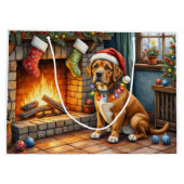 Cane Corso Kamin mit Weihnachtslichtern Große Geschenktüte (Rückseite)
