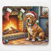 Cane Corso Kamin mit Weihnachtslichtern Mousepad (Vorne)