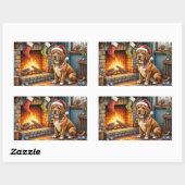 Cane Corso Kamin mit Weihnachtslichtern Rechteckiger Aufkleber (Blatt)