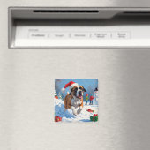 Cane Corso läuft im Schnee mit Weihnachtshut Magnet (In Situ (Geschirrspüler))