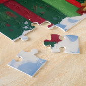 Cane Corso läuft im Schnee mit Weihnachtshut Puzzle (Seite)