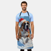 Cane Corso läuft im Schnee mit Weihnachtshut Schürze (Getragen)