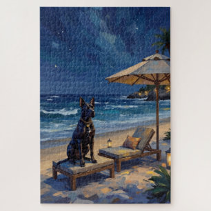 Cane Corso Luxusnacht-Strandszene Puzzle