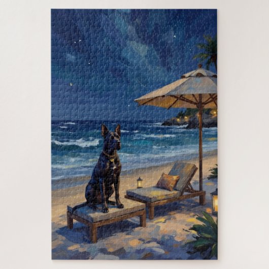 Cane Corso Luxusnacht-Strandszene Puzzle (Vertikal)
