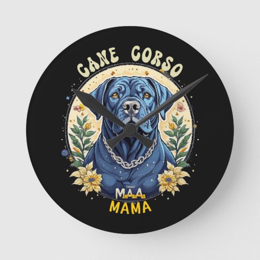 Cane Corso Mama Runde Wanduhr (Vorderseite)