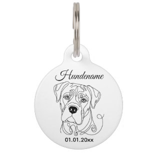 Cane Corso Minimalist Line Art Personalized Tag Haustiermarke