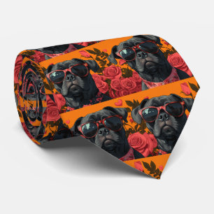 Cane Corso mit Herz Rosen Valentinstag  Krawatte