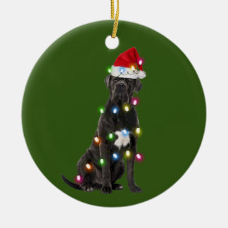 Cane corso mit Weihnachtssaftfaschotten-Weihnachts Keramik Ornament
