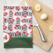 Cane Corso Monogram Christmas Dog Geschirrtuch (Viertel Falte)