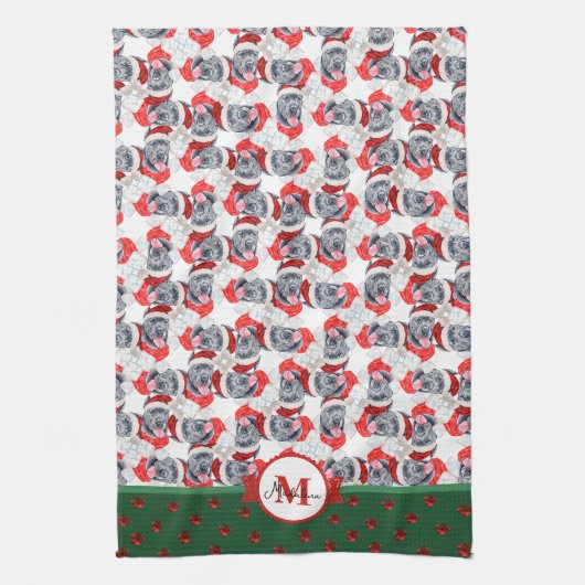 Cane Corso Monogram Christmas Dog Geschirrtuch (Vertikal)